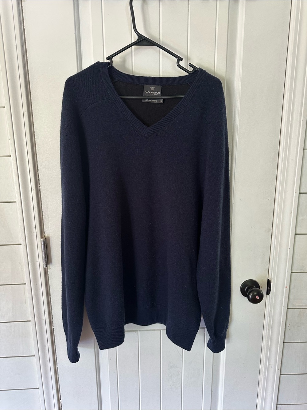 Mack Weldon Men's Navy V-Neck Sweater tech cashmere